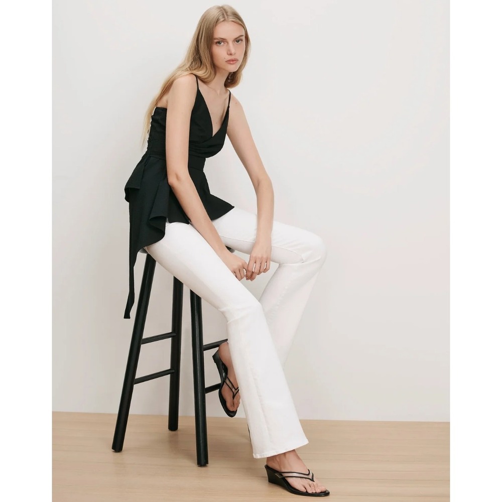 Veronica Beard Beverly Skinny Flare Jeans Women 27 White High Rise Stretch Denim